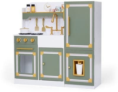 Teamson Kids - Little Chef Versailles Luxe Speelkeuken met Speelaccessoires - Olijfgroen/Goud