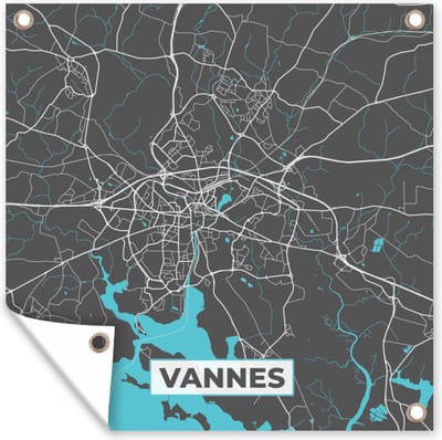 Tuin poster Vannes - Frankrijk - Plattegrond - Stadskaart - Kaart - 200x200 cm - Tuindoek