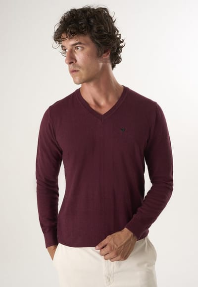 Felix Hardy Trui Met V-Hals - 100% Katoen Heren Bordeaux - M