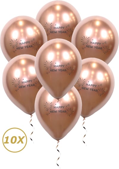 Oud En Nieuw Versiering 2024 Happy New Year Ballonnen Nieuw Jaar Feest Artikelen Decoratie Helium Rose Goud – 10 Stuks