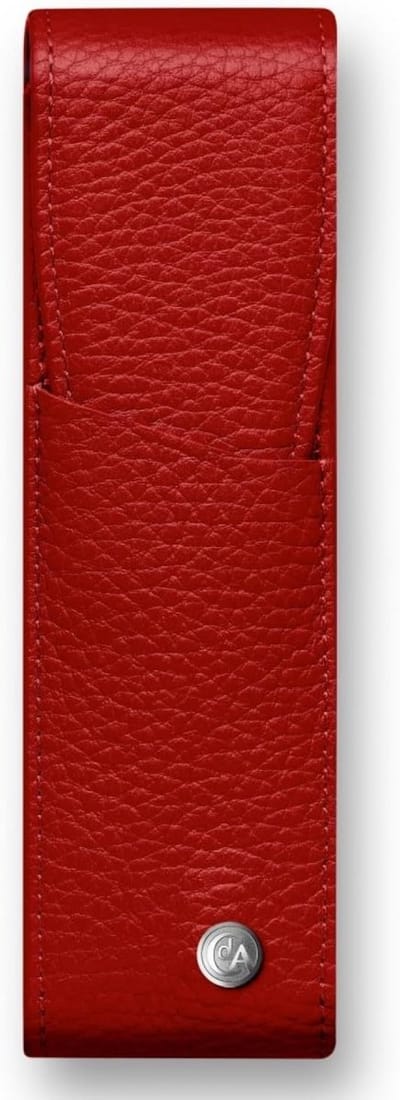 Leren Pennen Etui - Schrijfgerei Houder - Schrijfgerei Opbergen - Voor Twee Pennen - 15 cm - Rood