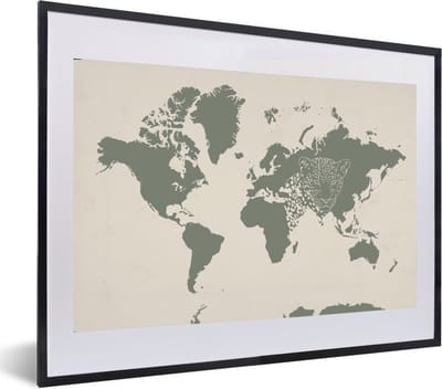 Poster in lijst - Fotolijst 60x40 cm - Posters - Wereldkaart - Dieren - Panter - Posterlijst zwart - Decoratie - Wanddecoratie woonkamer - Muurdecoratie slaapkamer