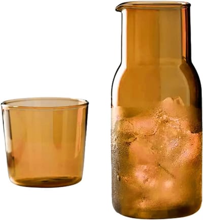 Waterkruik met glas 520 ml - glazen kruik met tumbler voor water of ijskoffie