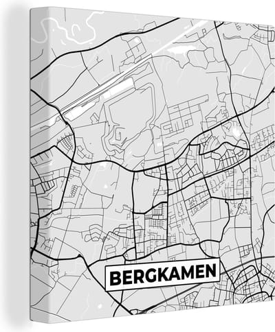 Canvas Schilderij Stadskaart - Plattegrond - Bergkamen - Duitsland - Kaart - 20x20 cm - Wanddecoratie