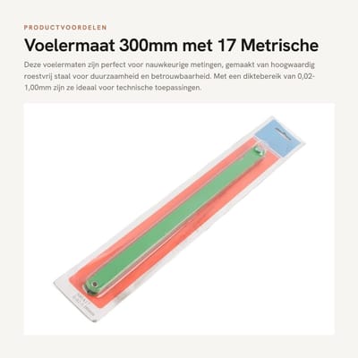 Dailygoods- Voelermaat 300mm Precisie - 17 Metrische Bladen - Roestvrij Staal - Diktebereik 0,02-1,00mm - Draaibaar - Opvouwbaar Ontwerp - Dikte Meetinstrument