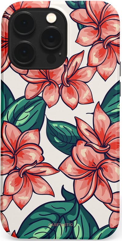 Casetastic hoesje geschikt voor Apple iPhone 14 Pro Max - MagSafe - Dubbellaagse bescherming - Bloemenparadijs - Fashion Case - Petrol Koraal Perzik Wit