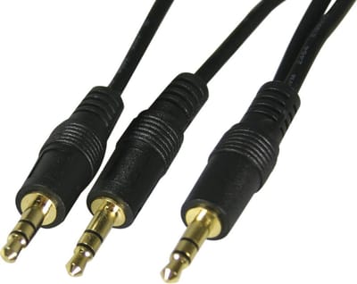 DELTACO MM-17, Verloop van 1x naar 2x 3.5mm (Male) stereojack, 2m