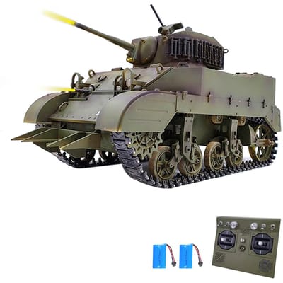 Afstandsbediening Tank 1/16 Schaal Afstandsbediening Tank Speelgoed Gesimuleerd Geluid en Beweging 360 Graden 2 battery
