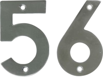 AMIG Huisnummer 56 - massief Inox RVS - 10cm - incl. bijpassende schroeven - zilver