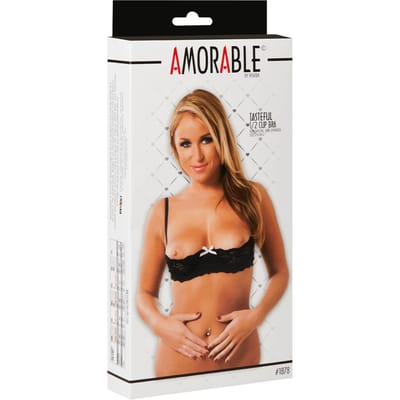 Amorable - 1/2 cup Open BH - Zwart - Verkrijgbaar in 3 maten S