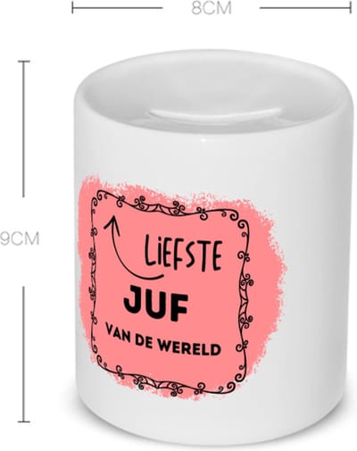 Akyol - liefste juf van de wereld Spaarpot - Juf - de liefste juf - verjaardag - cadeautje voor juf - kado - geschenk - collega's - 350 ML inhoud