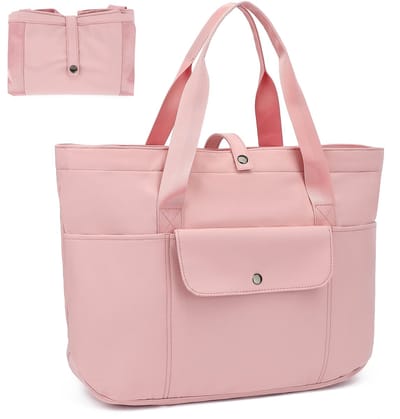 TAN.TOMI Handtas Dames – Shopper & Schoudertas met Meerdere Vakken – Grote Tote Bag – Opvouwbaar & Met Ritssluiting – Ideaal voor Werk, Reizen & Dagelijks Gebruik - Roze