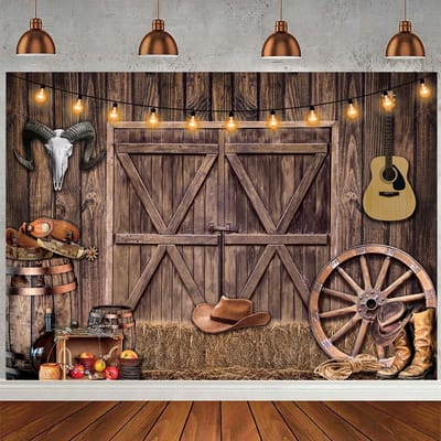 SnelShoppen - Western Cowboy Achtergrond 7x5FT Wild West Houten Schuur Fotografie Achtergrond voor Kinderen Baby Shower Verjaardagsfeest Decoraties Ac