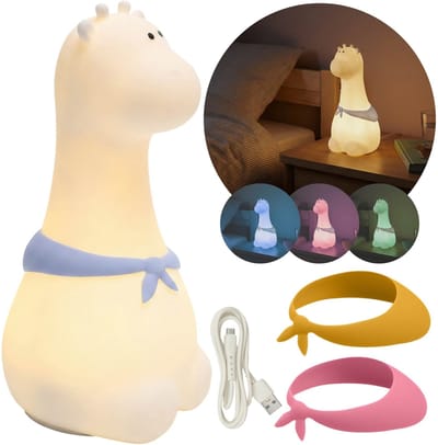 Mary's Siliconen LED-nachtlampje giraf, zacht lampje voor de kinderkamer, USB warm RGB-licht