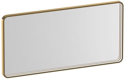 Brauer Sapphire Spiegel - Rechthoekig met Afgeronde Hoeken - 100 cm - met Goud Frame - met Directe LED-Verlichting - Dimbaar en met Kleurfunctie - met Afstandsbediening