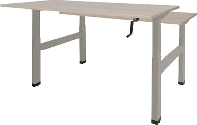 Dextro zit/sta hoogte slinger verstelbare Duo werkplek 2 x 180 x 80 cm, frame wit RAL 9010 blad 25 mm. melamine Honey Castello