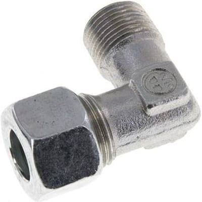 R 3/8'' Buitendraad x 12L Verzinkt Stalen L-Fitting 90graden 315 Bar DIN 2353