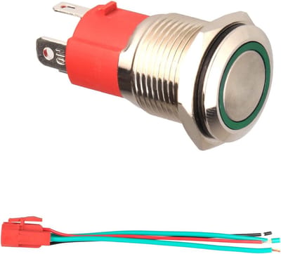 Waterdichte 12V-24V Drukknop met Groen LED-licht - 19mm Metalen Schakelaar