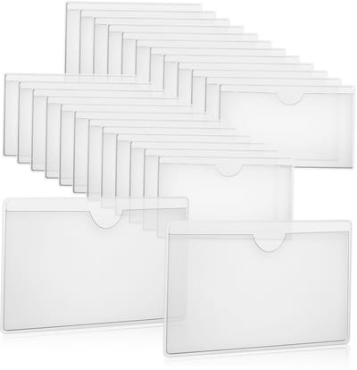 Zelfklevende Etikettenhouders Transparant – 36 Stuks Kaartenhouders PVC 10x6 cm – Labelhouders voor Kantoor, Magazijn & Winkel