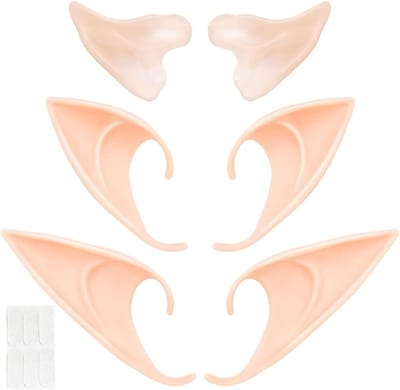 Allecto Plus - Latex Elf Oren Set van 3 Paar in Verschillende Maten - Fantasie Kostuum Accessoires voor Cosplay Carnaval - Inclusief Oor Ondersteuningsstickers