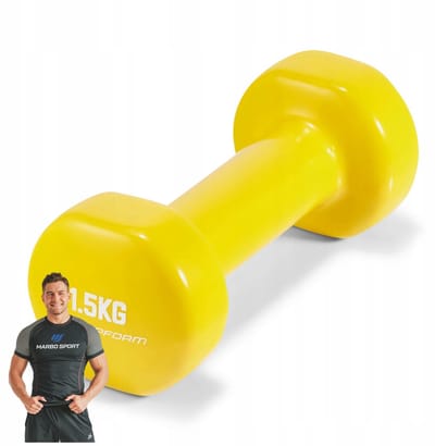 Marbo Sport - Dumbbell UpForm - Dumbbells - Vinyl halter - 1,5 kg - Geel - Voor fitness, aerobics en thuisgym en Home Gym