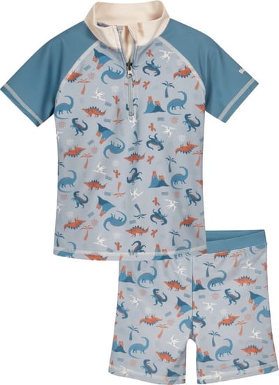 Playshoes Kinder UV-Schutz Bade-Set Dino allover Blau-86/92