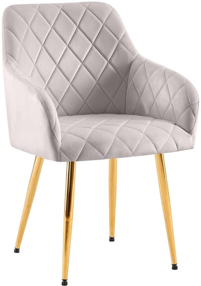 CLP Monett Eetkamerstoel - met armleuning - klassiek - metalen frame - Velvet - goud/grijs