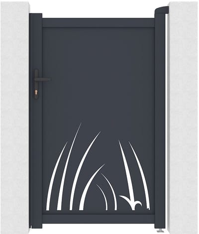 Vente-unique Tuinpoort in aluminium met uitgesneden plantenmotief - B103 x H166 cm - Antraciet - BRAMENO