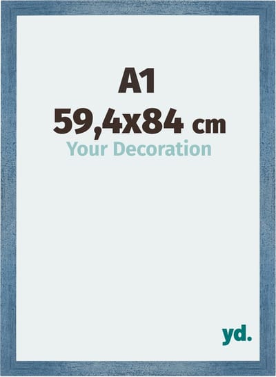 Your Decoration - Fotolijst A1 59,4x84 cm - MDF - Helder Blauw Geveegd - Mura