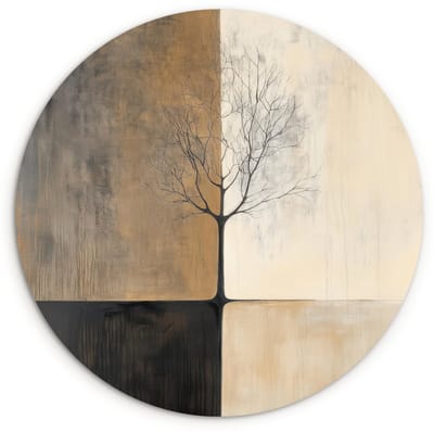 WallCircle® Wandcirkel 120x120 cm - Muurcirkel Boom - Vlakken - Takken - Kleurverloop - Muurdecoratie woonkamer - Wanddecoratie slaapkamer - Kamer decoratie accessoires - Ronde schilderijen XXL