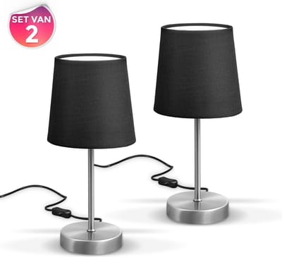 B.K.Licht - Tafellampen - 2 stuks - zwart - bedlamp - E14