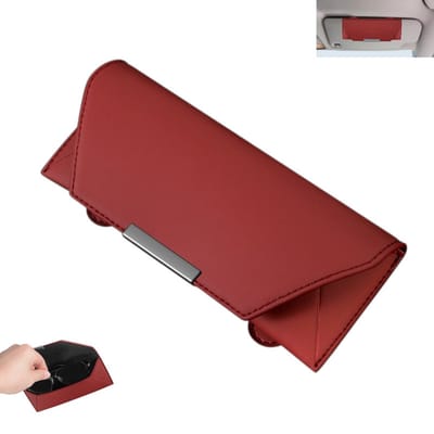 1 stuk - Brillenkokers - Autozonnebrilhouder - Zonnebrilhouder voor zonneklep - rood - magnetische gesp - magnetische brilhouder - Autobrillenkoker - Zonnebrillenkoker