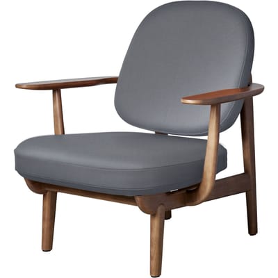 Fritz Hansen Fred Loungefauteuil - JH97 - lichtgrijs uni - eiken walnoot gebeitst