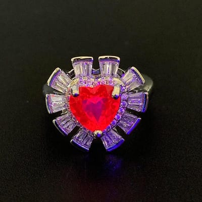 Liefde Rode Korund Ring Dames Talent Europese en Amerikaanse Stijl Lichte Luxe Veelzijdige Talent Ring red
