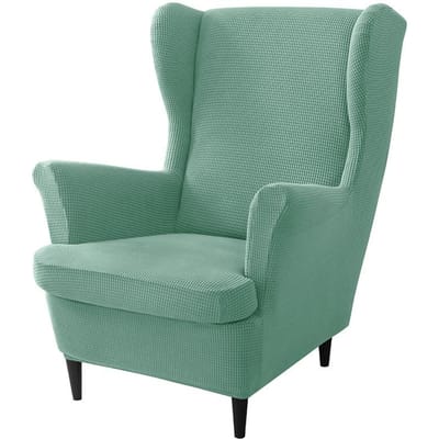 3-delige slipcover set voor hoge fauteuil met armleuningen en voetenbank, 2-delige rekbare jacquard hoekstoelhoezen met kussenhoes, bankbeschermer 2 pieces set