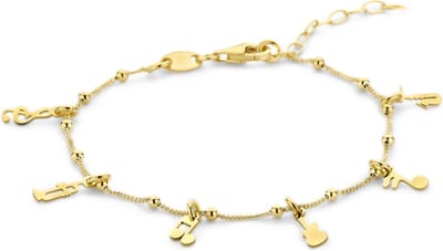New Bling - 9NB-1414 - zilveren armband met mueziek bedels - 925 sterling silver - gold plated