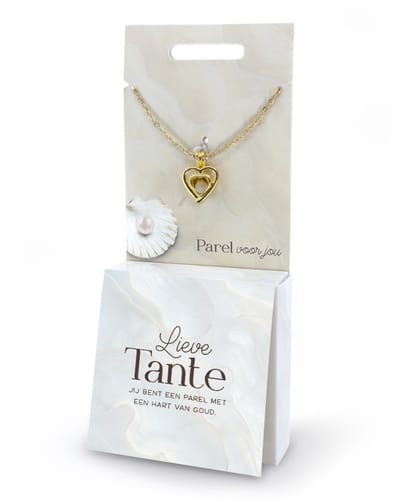 Halsketting met parel | Wensparel | Thema: Tante | Merk: Miko | Kleur: Goud