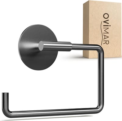 SnelShoppen - Toiletpapierhouder zonder boren, zelfklevend roestvrij staal, gunmetal, dempende rolhouder, mat, wc-rolhouder zonder deksel voor badkame