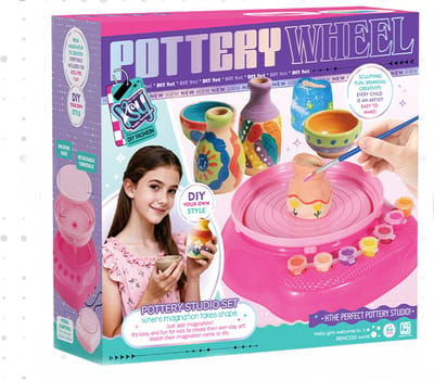 Kleidraaibank set voor kinderen 6 tot 12 jaar compleet kunstambachtpakket met luchtdrogende klei en schildergereedschap geschikt voor jongens en meisjes thuis creatief spelen