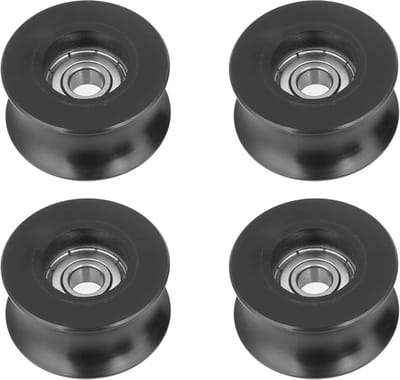 Dailygoods- Groefkatrol U-type 8 mm binnendiameter - 4 stuks - Rolgeleider - Wentellager - Zwart - Sterk draagvermogen - Katrol
