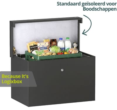 Logixbox - Pakketbrievenbus - XXL Bezorgbox Voor Boodschappen en Kratjes - Topbox XXL - Grijs - 1mm dik staal - Drukslot - voor XXL Pakketten (74 x 45 x 42 cm) -- Géén Bouwpakket --