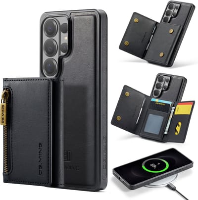 Stravo × DG.MING Leer / Leren Telefoonhoesje Case – Geschikt voor Samsung Galaxy S26 Ultra – 2-in-1 Hoesje met Afneembare Kaarthouder – MagSafe Compatibel – Zwart