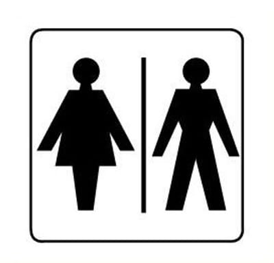 Gezamenlijk toilet bordje - kunststof - wit 200 x 200 mm