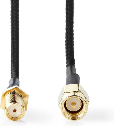 Nedis Antennekabel - SMA Female - SMA Male - Verguld - 50 Ohm - Enkelvoudig Afgeschermd - 0.50 m - Rond - Gevlochten - Zwart - Doos