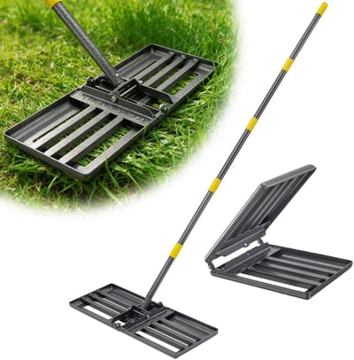 Verstelbare Hark voor de Tuin, 220 cm met 68 x 25 cm Hoofd voor Gras Egaliseren, Bodemverdeling en Onkruidverwijdering, Multifunctionele Tuinwerkzaamheden en Ruimtebesparend Ontwerp