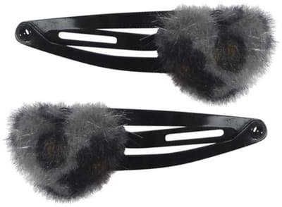 Haarsoires Haarspeld Klikklak 4cm - Hart Panter - Grijs - Set van 2 - Haarclip Speldjes - Makkelijk in Gebruik - Haaraccessoires voor Volwassenen & Kinderen - Hair Clip - Decoratieve Haaraccessoire
