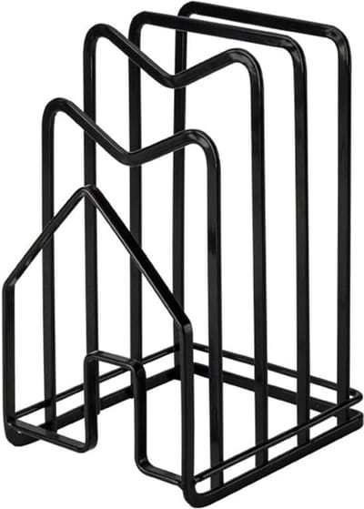 Snijplankrek, potdekselhouder, snijplankorganizer, standaard, keukenwerkblad, afvoer, opbergrek (zwart)