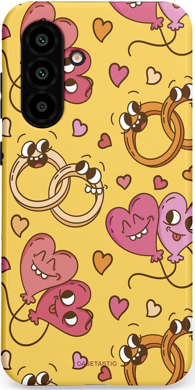 Casetastic Hoesje Geschikt voor Samsung A56 / A36 - Stijlvolle Beschermende Duo-layer Case - Gele Hartenpret