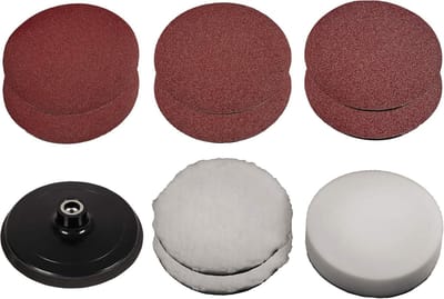 Polijst en schuurset - Materiaalset poetsen - Auto onderhoud - 9-delig inclusief opzetstuk - 150 mm diameter