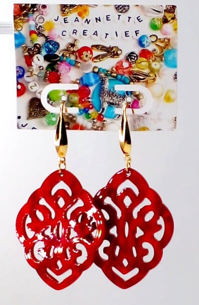 Jeannette-Creatief® - Resin – Barok Ruit Kersenrood - Rode Oorbellen - Resin Oorbellen – Rode Oorbellen - Cherry red - Kersenrood - Wijn - Oorbellen – Oorhangers - Sieraden Cadeautip - Rode Sieraden - Moederdag